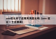 seo优化好了还用天天优化吗（seo 优化一个月费用）