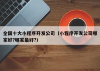 全国十大小程序开发公司（小程序开发公司哪家好?哪家最好?）